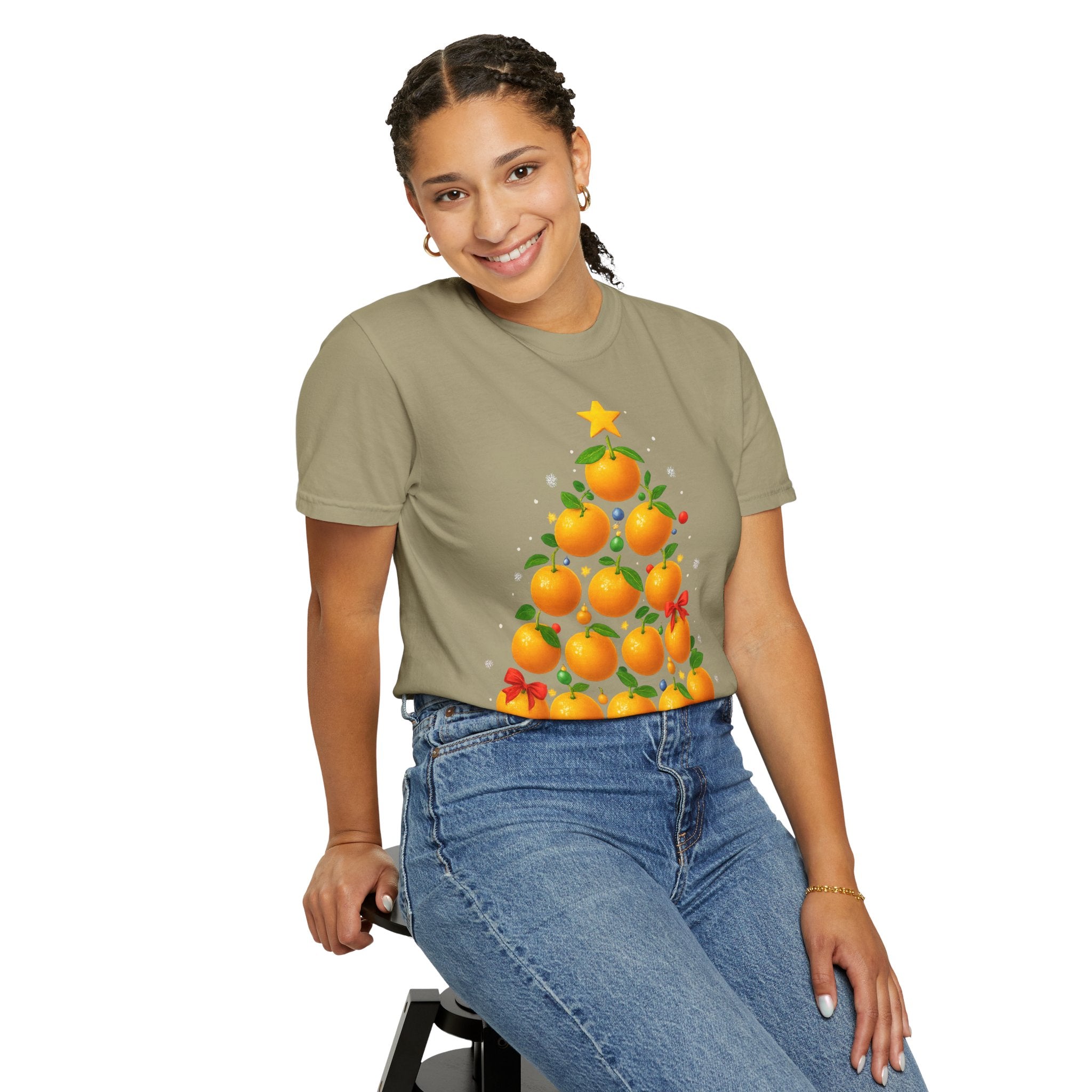 Orange Christmas Tree T-Shirt — Festive Citrus Holiday Tee
