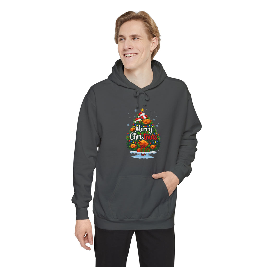 Christmas Tree Graphic Hoodie — "Merry Christmas" Holiday Sweatshirt