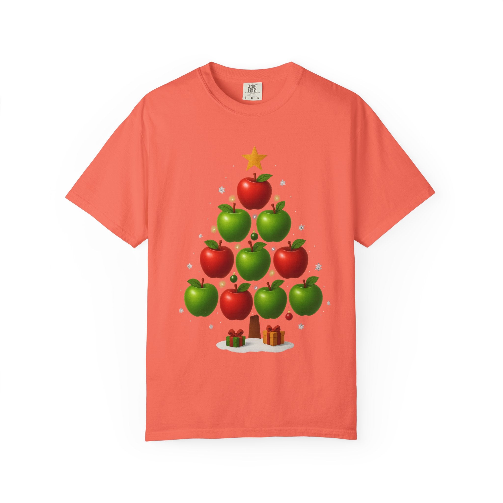 Apple Christmas Tree T-Shirt — Holiday Fruit Tree Graphic Tee