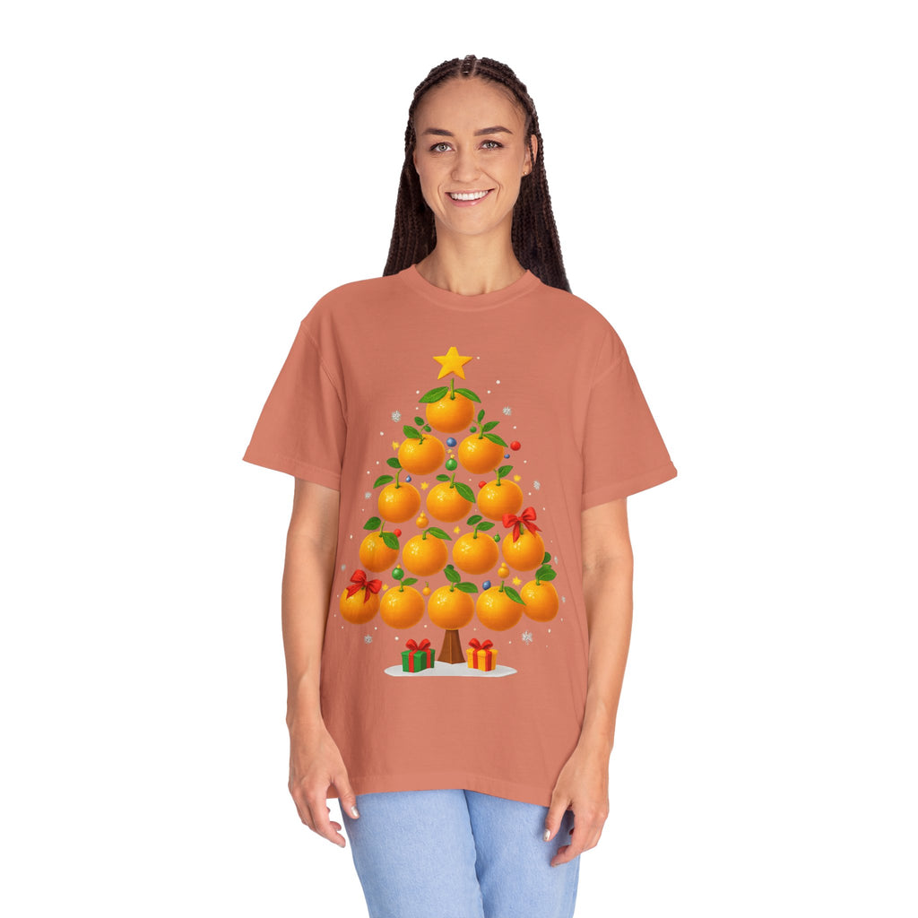 Orange Christmas Tree T-Shirt — Festive Citrus Holiday Tee