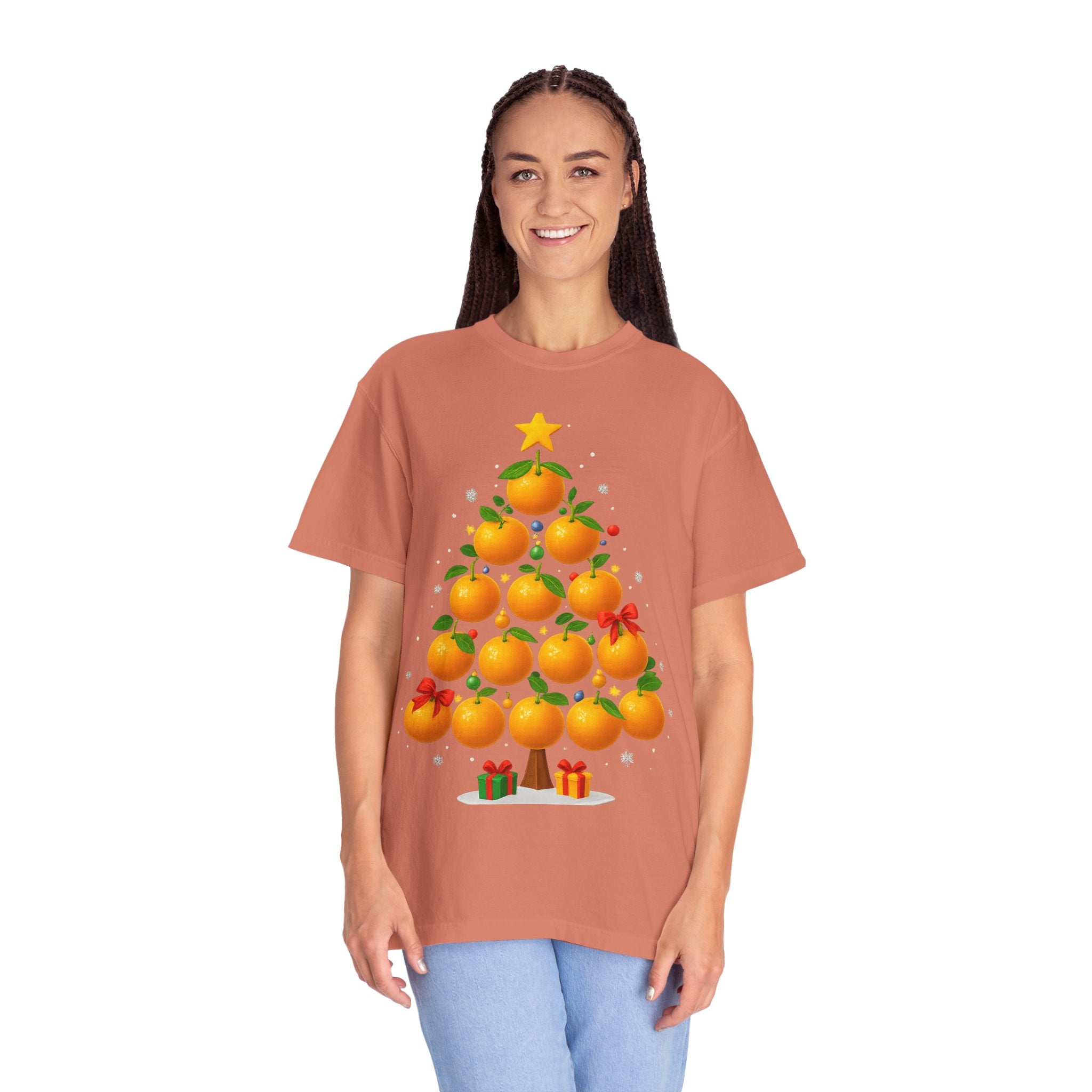 Orange Christmas Tree T-Shirt — Festive Citrus Holiday Tee