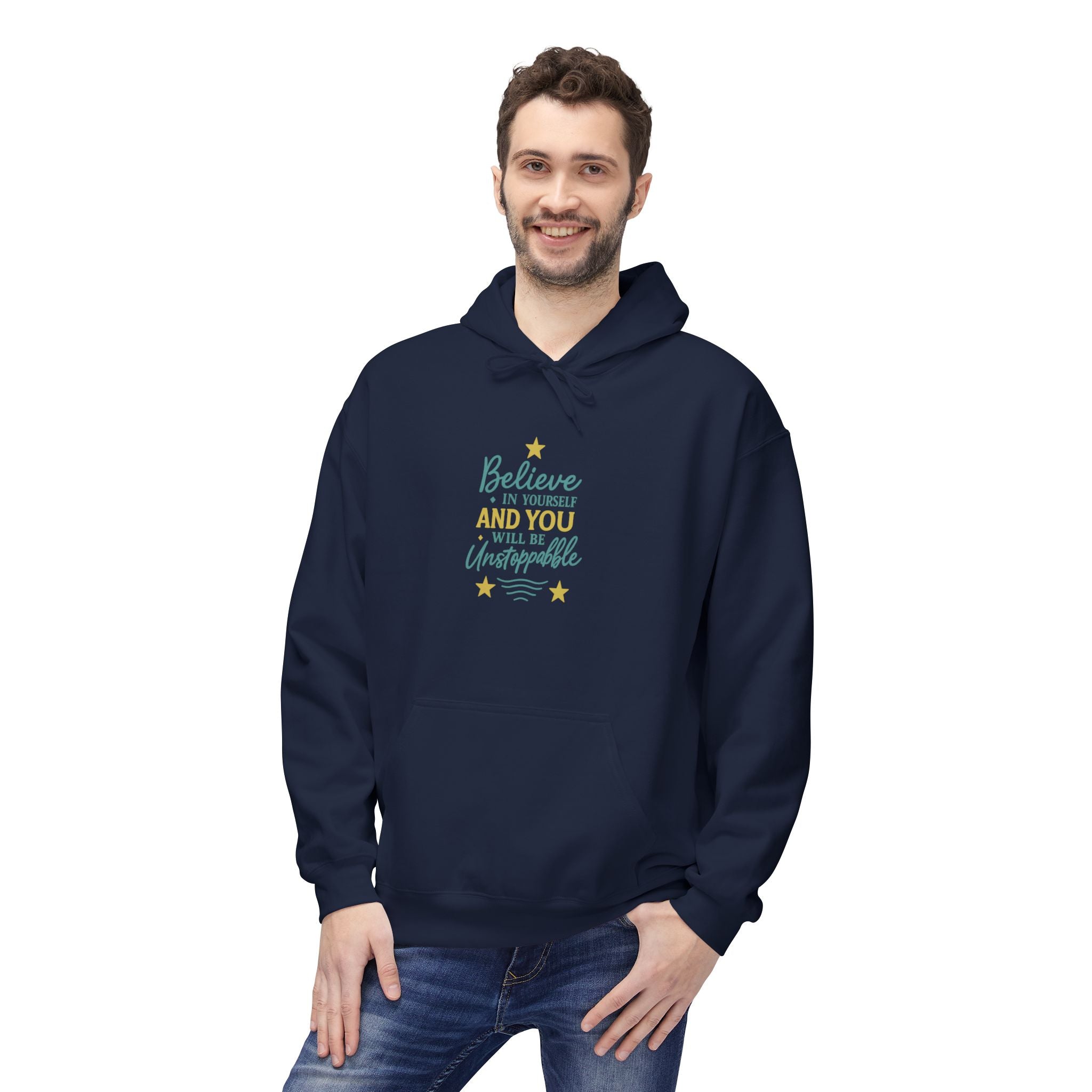 Motivational Fleece Hoodie - "Believe in Yourself"