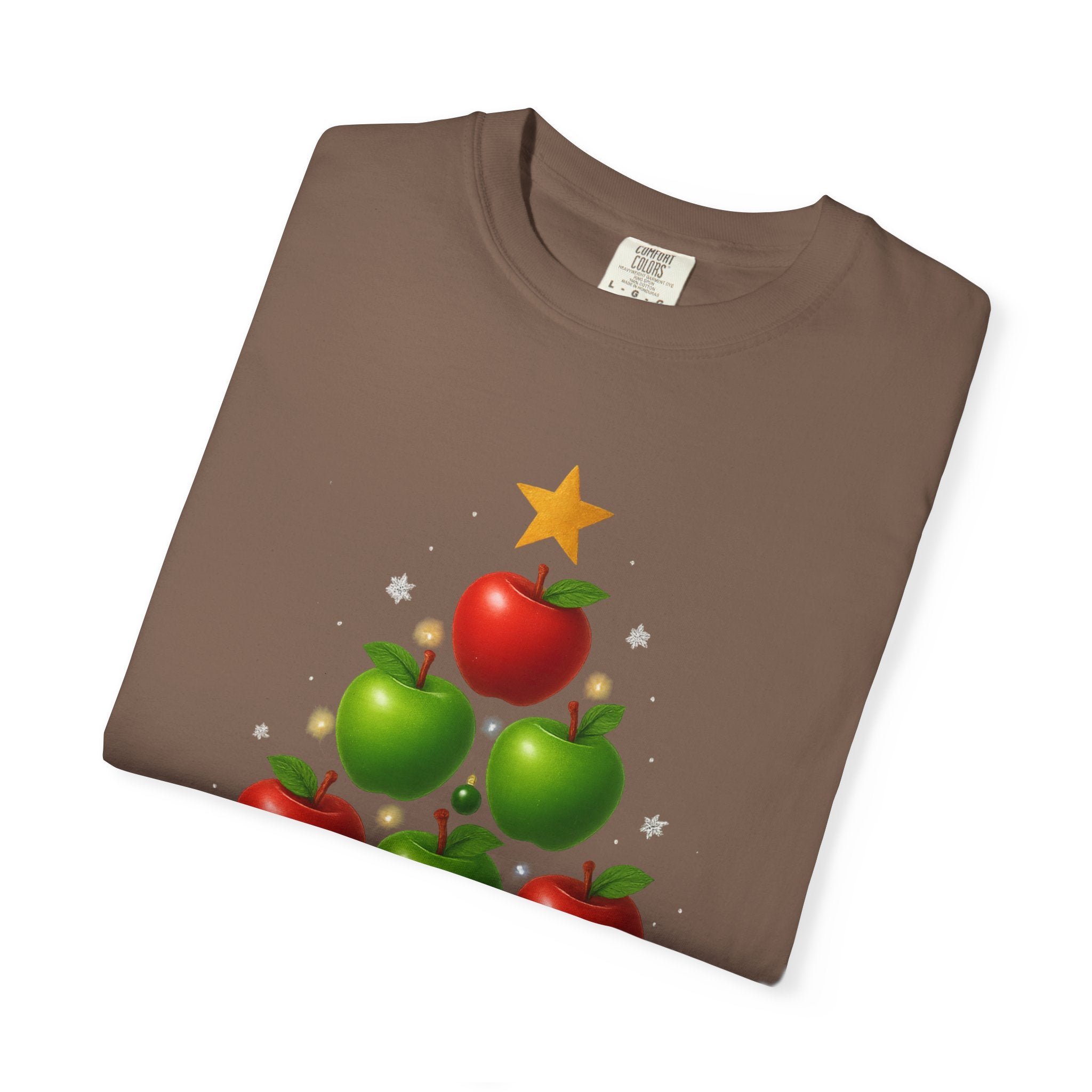 Apple Christmas Tree T-Shirt — Holiday Fruit Tree Graphic Tee