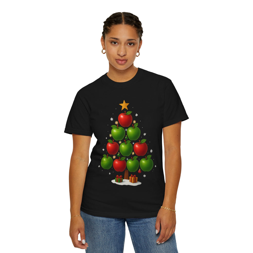 Apple Christmas Tree T-Shirt — Holiday Fruit Tree Graphic Tee