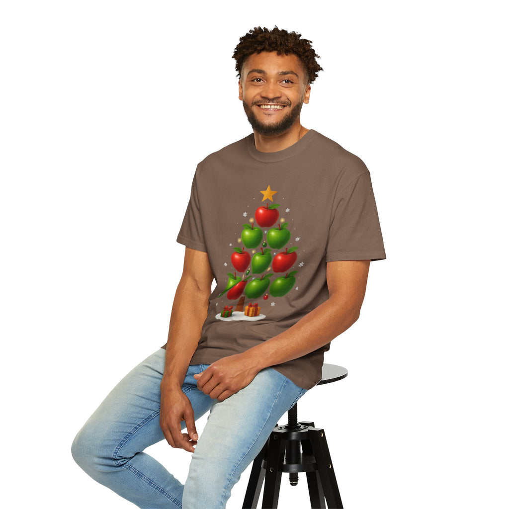 Apple Christmas Tree T-Shirt — Holiday Fruit Tree Graphic Tee