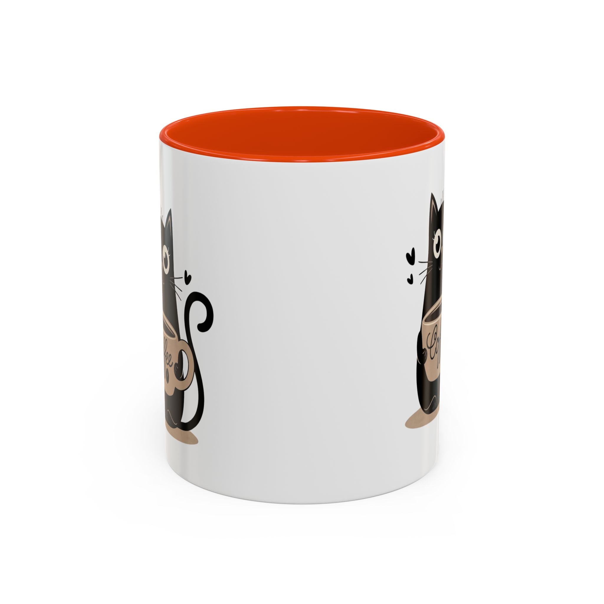 Cat Coffee Mug — Cute Black Cat Holding 'Coffee' Ceramic Mug (11oz & 15oz)