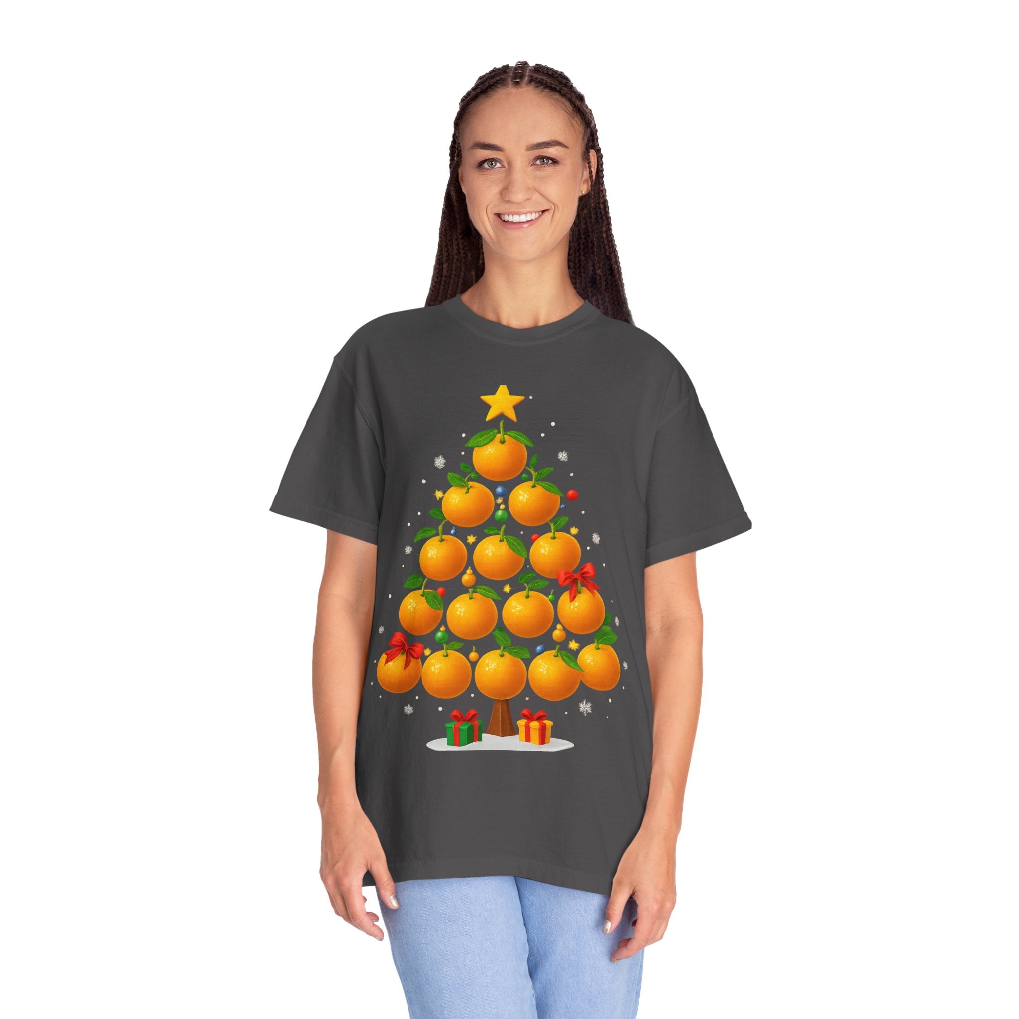 Orange Christmas Tree T-Shirt — Festive Citrus Holiday Tee