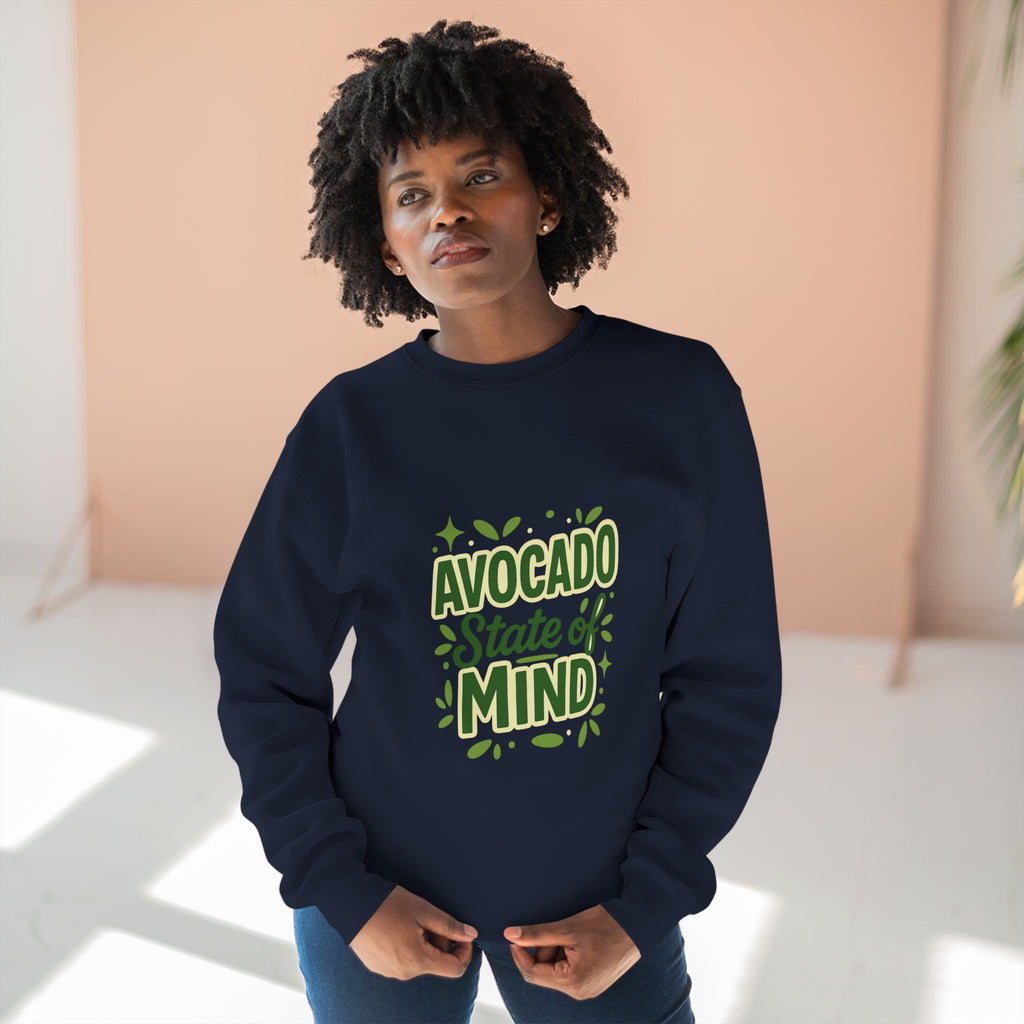 Avocado State of Mind Crewneck Sweatshirt, Cozy Unisex Sweatshirt, Gift for Avocado Lovers, Casual Style for Every Day, Eco-Friendly Fashion