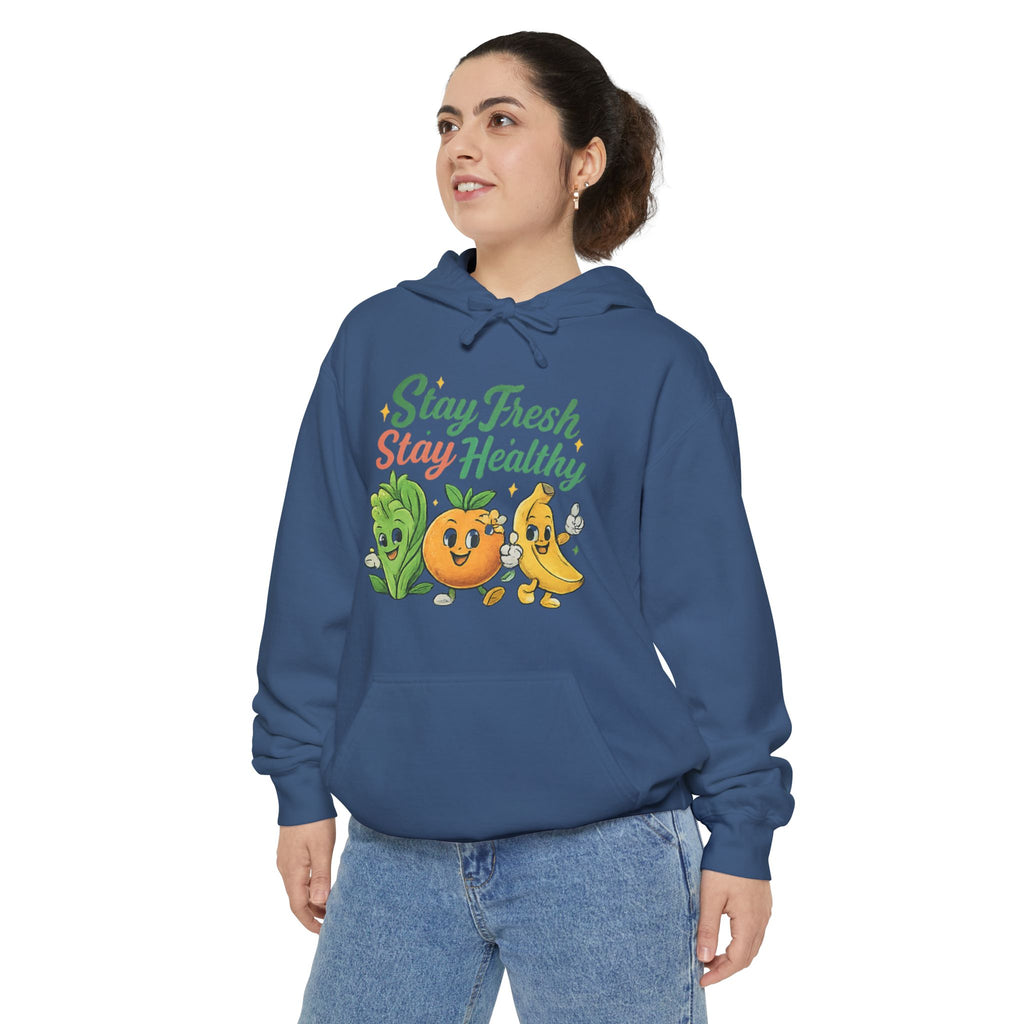 Stay Fresh Stay Healthy Hoodie — Cute Fruit & Veg Wellness Pullover
