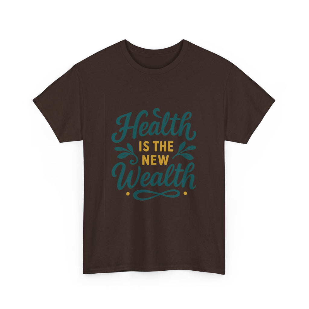 Health is the New Wealth Unisex Heavy Cotton Tee, Motivational Shirt, Wellness Apparel, Gift for Health Enthusiasts, Casual Wear