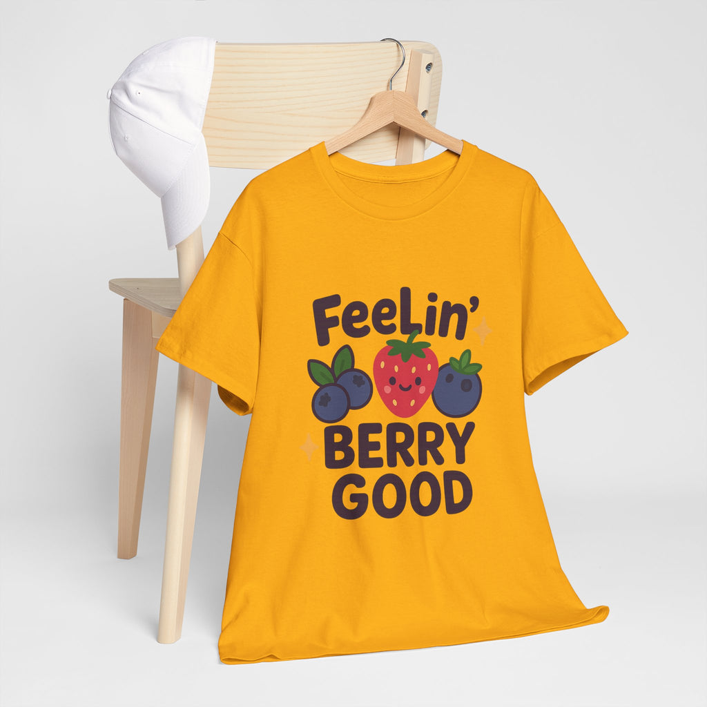 Berry Good Vibe Unisex Heavy Cotton Tee, Cute Summer Shirt, Fun Gift for Food Lovers, Berry Themed Apparel, Casual Wear