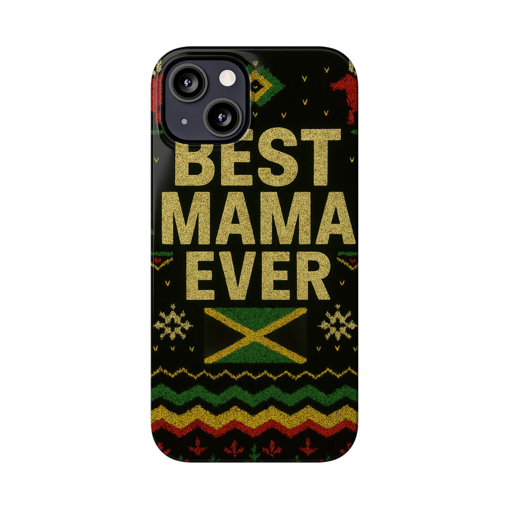 Slim Phone Case — 'Best Mama Ever' Jamaican Reggae Pattern