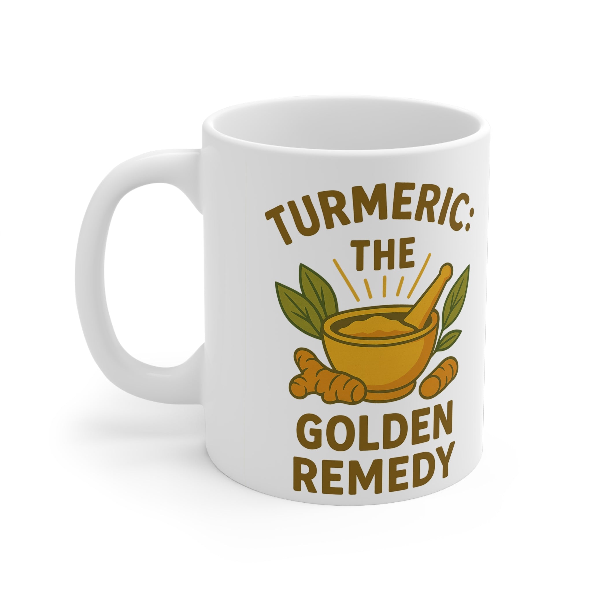 Turmeric Mug – "Turmeric: The Golden Remedy" Ceramic Coffee Cup, Herbal Wellness Gift