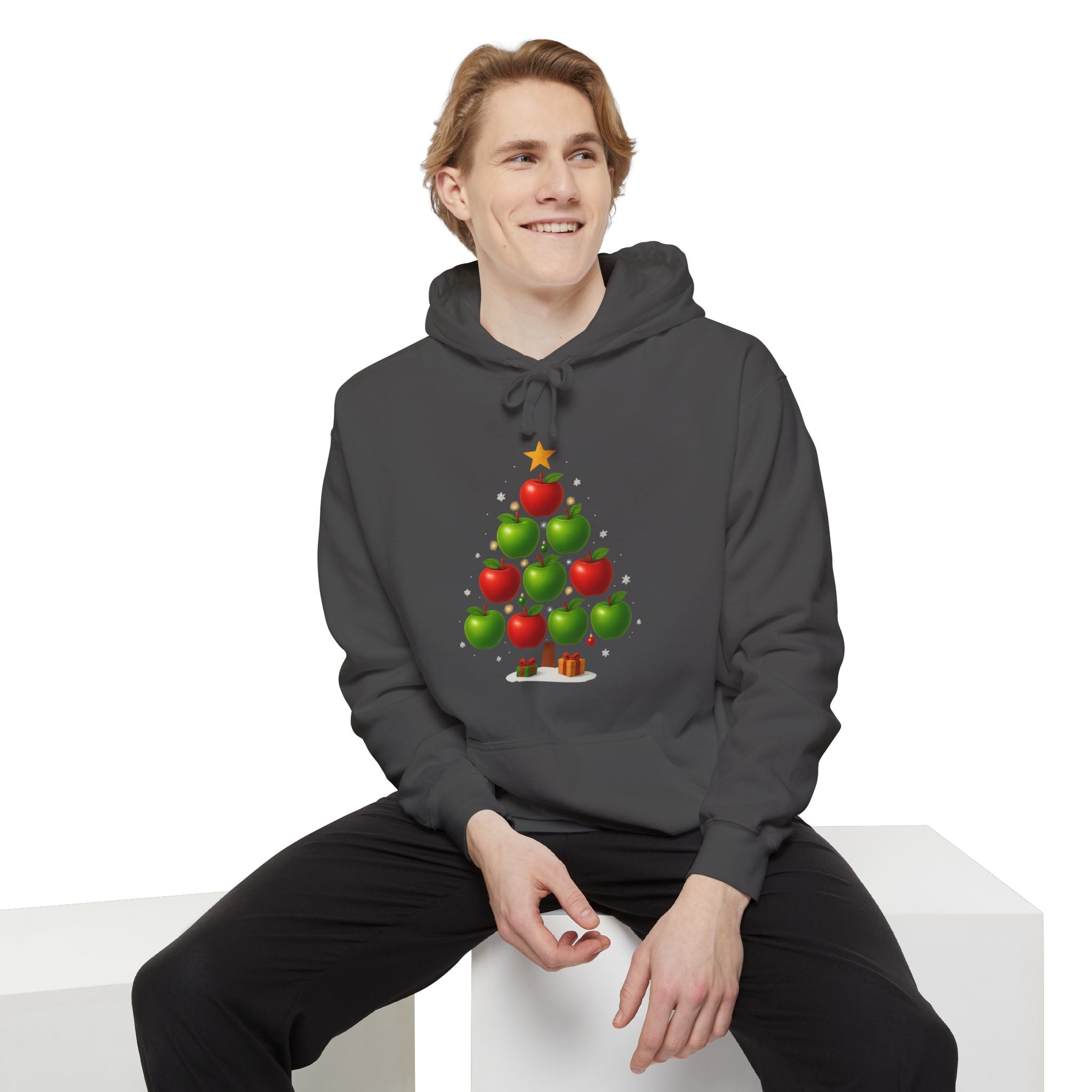 Christmas Apple Tree Hoodie — Cute Holiday Tree with Apples & Star