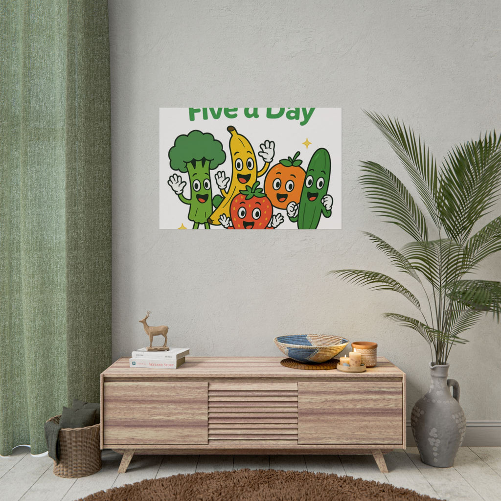 Rolled Poster — "Get Your Five a Day" Cute Fruit & Veggie Wall Art