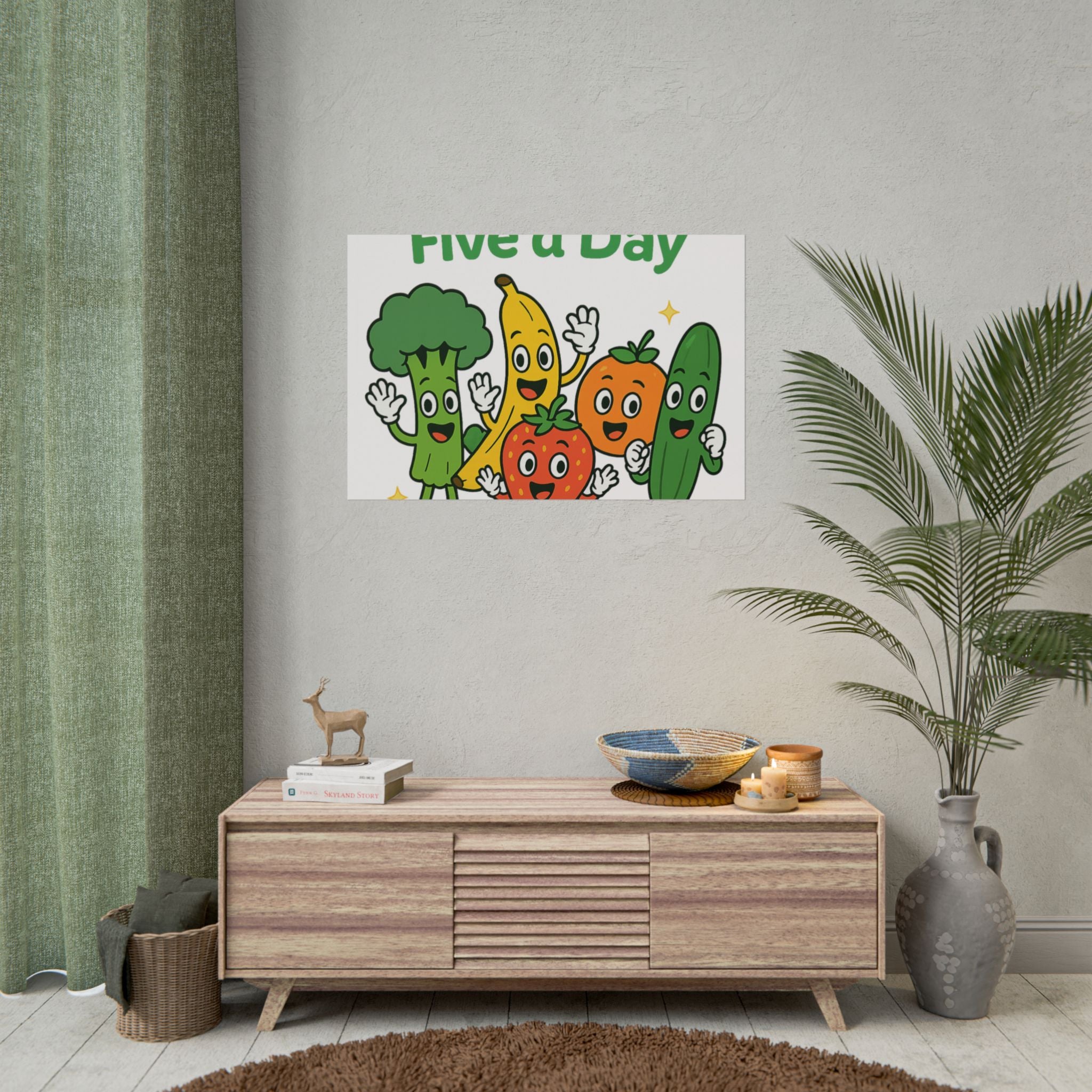 Rolled Poster — "Get Your Five a Day" Cute Fruit & Veggie Wall Art