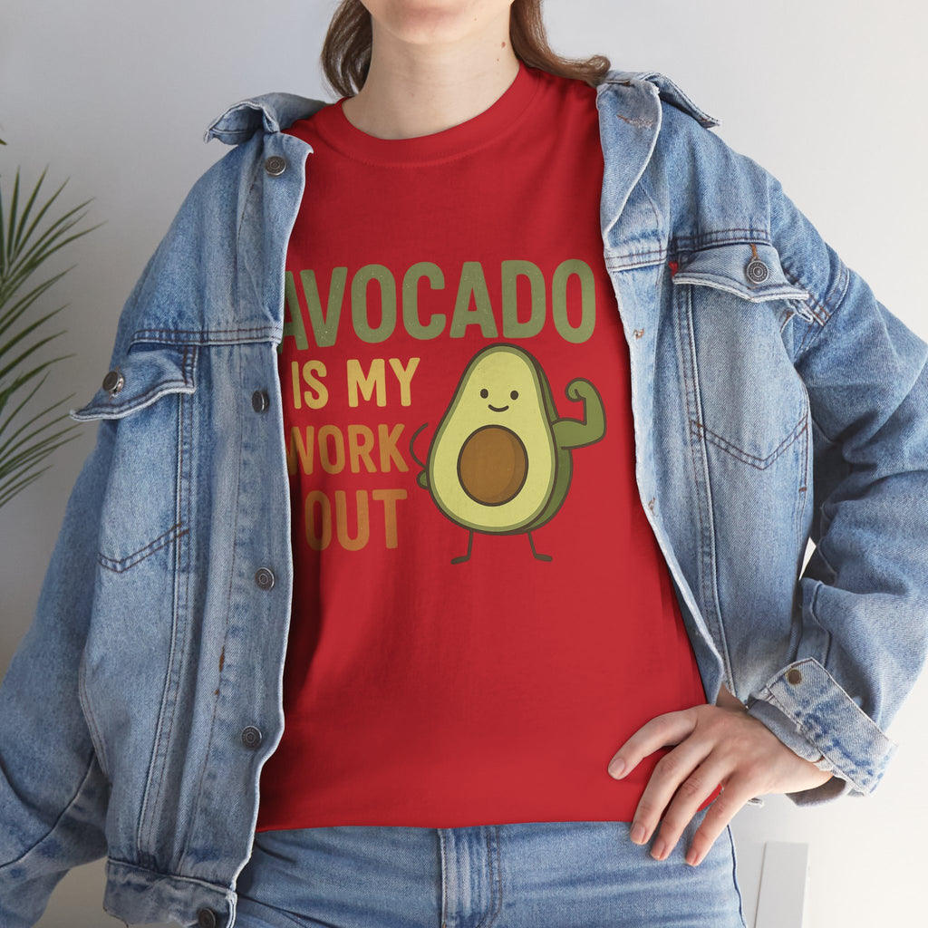 Avocado Workout Tee, Funny Fitness Shirt, Unisex Cotton Tee, Gift for Gym Lovers, Cute Food Humor Top