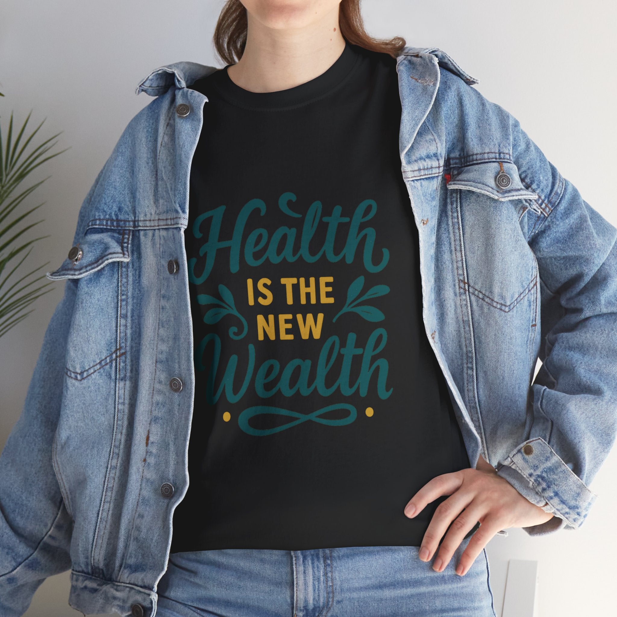 Health is the New Wealth Unisex Heavy Cotton Tee, Motivational Shirt, Wellness Apparel, Gift for Health Enthusiasts, Casual Wear