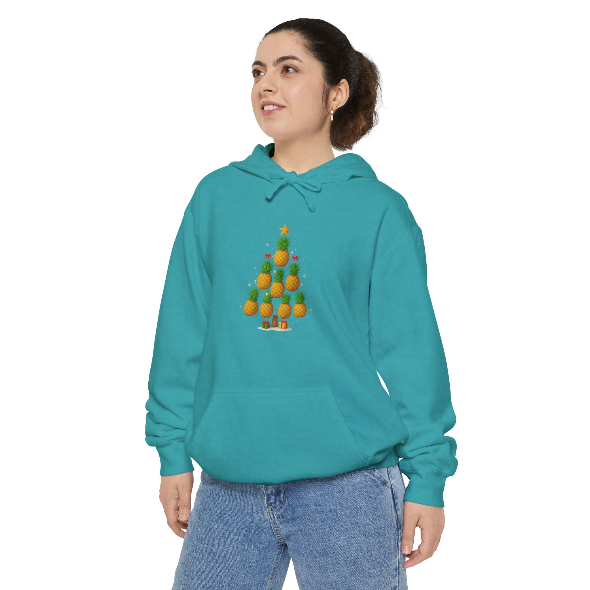 Pineapple Christmas Tree Hoodie — Festive Tropical Holiday Sweatshirt