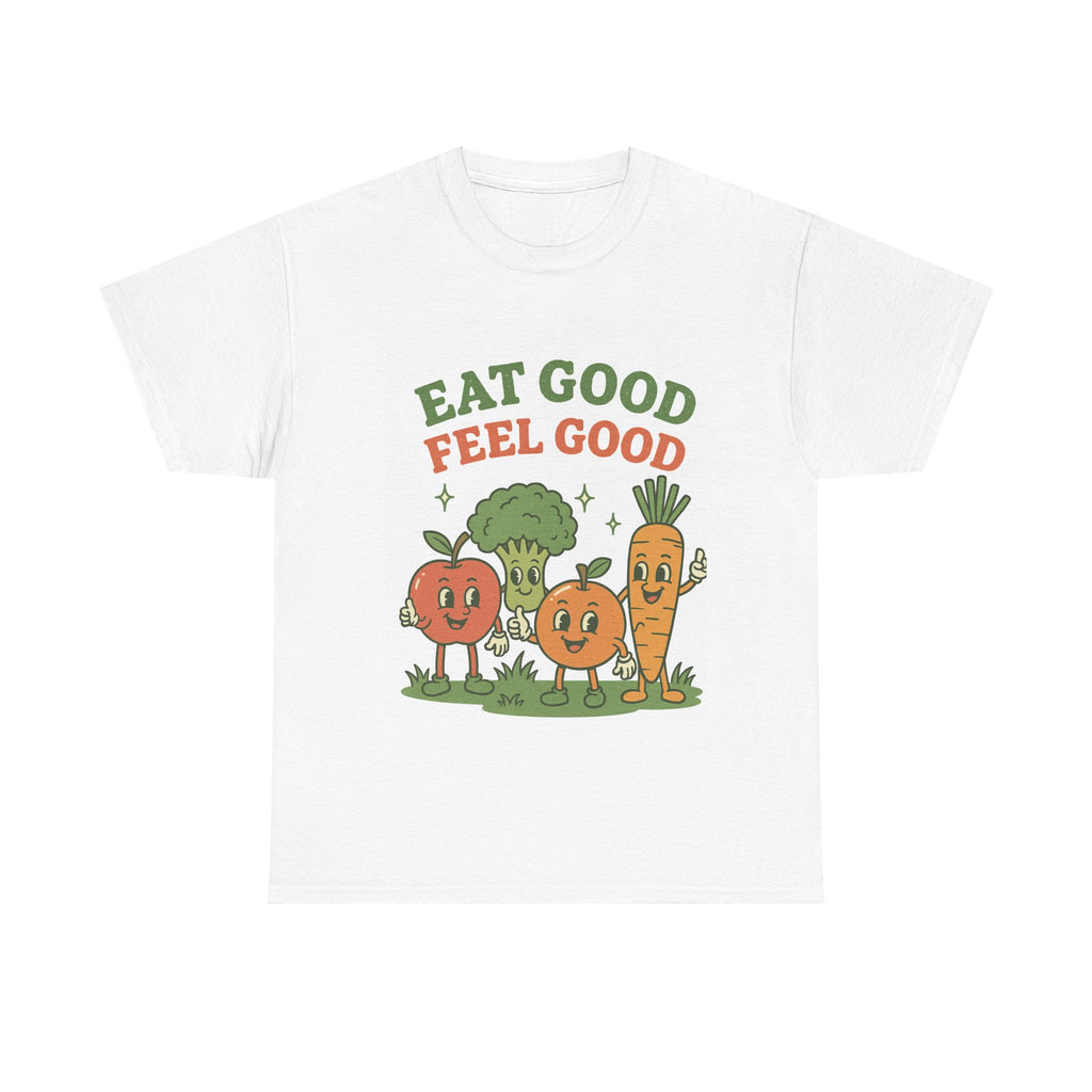 Eat Good Feel Good T-Shirt — Cute Veggie Graphic Tee (Apple, Broccoli, Carrot)