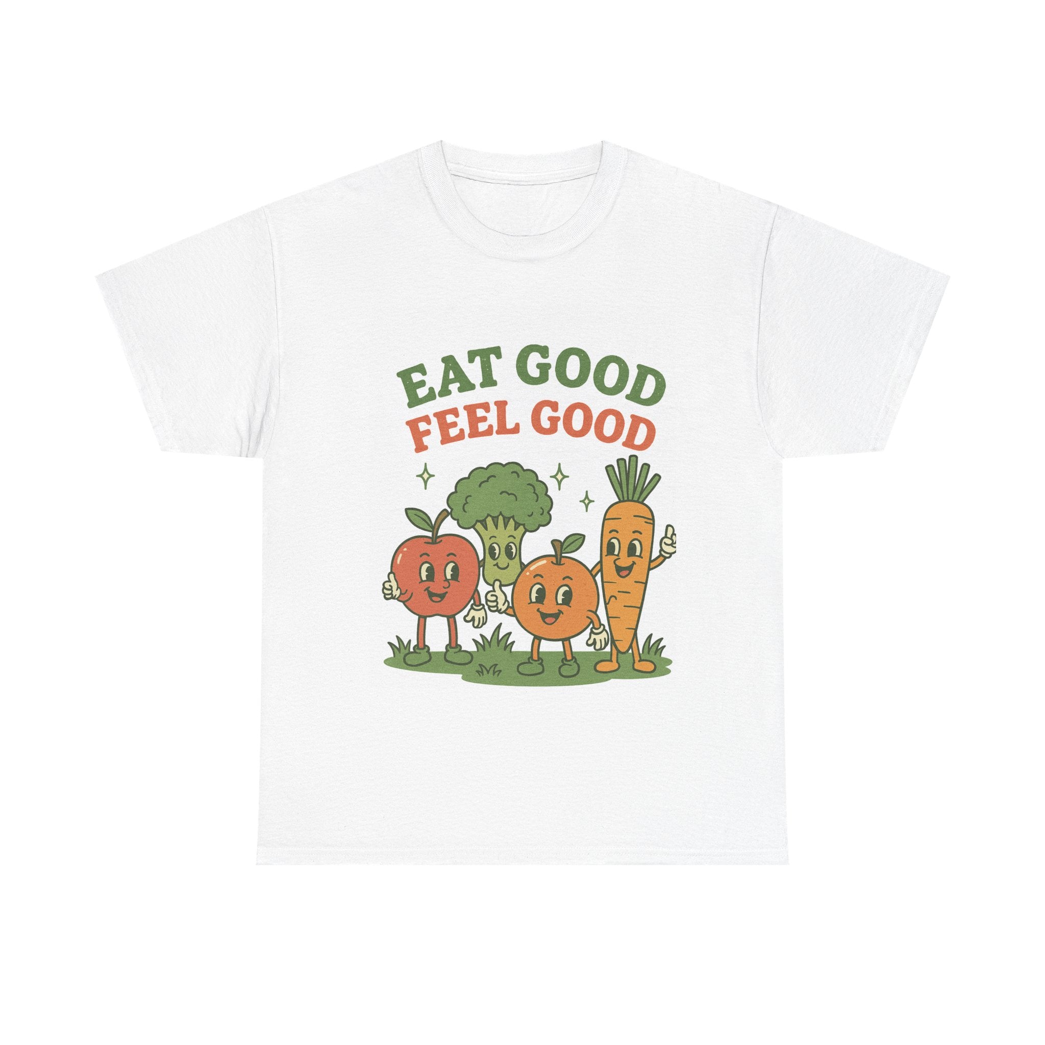 Eat Good Feel Good T-Shirt — Cute Veggie Graphic Tee (Apple, Broccoli, Carrot)