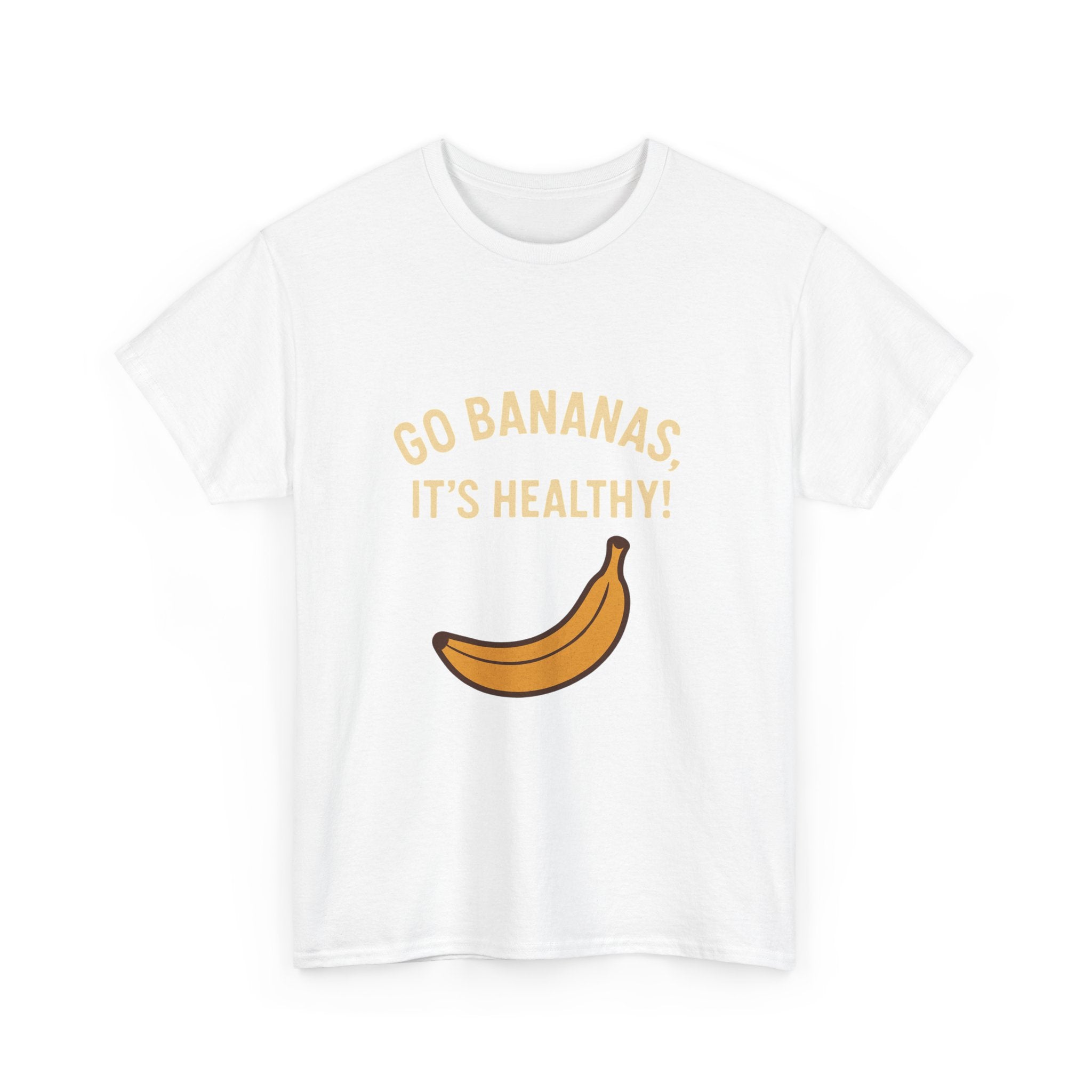 Go Bananas Unisex Heavy Cotton Tee, Fun Healthy Reminder Shirt, Quirky Gift for Fruit Lovers, Casual Wear, Summer Tee