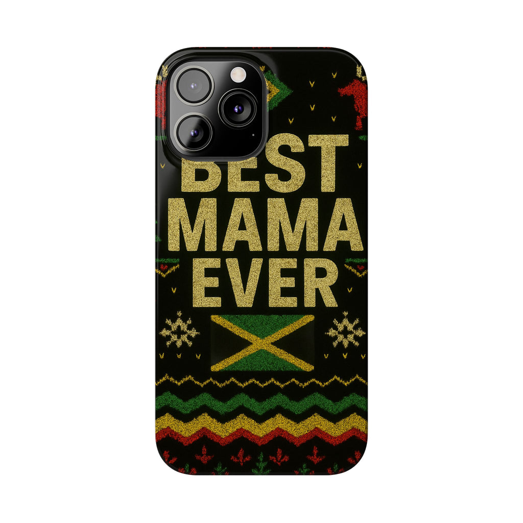 Slim Phone Case — 'Best Mama Ever' Jamaican Reggae Pattern
