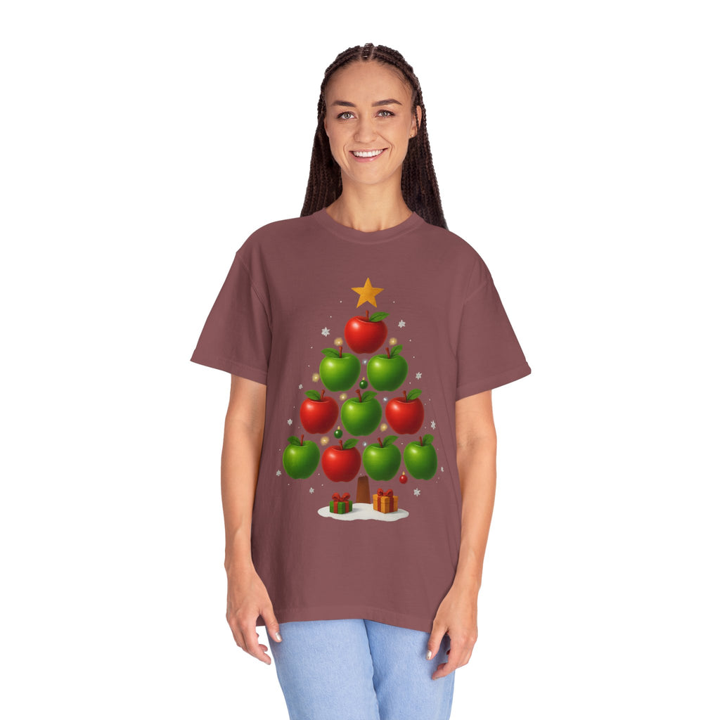 Apple Christmas Tree T-Shirt — Holiday Fruit Tree Graphic Tee