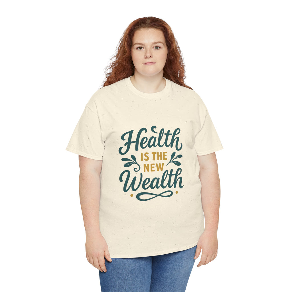 Health is the New Wealth Unisex Heavy Cotton Tee, Motivational T-Shirt, Wellness Gift, Inspirational Apparel, Casual Wear