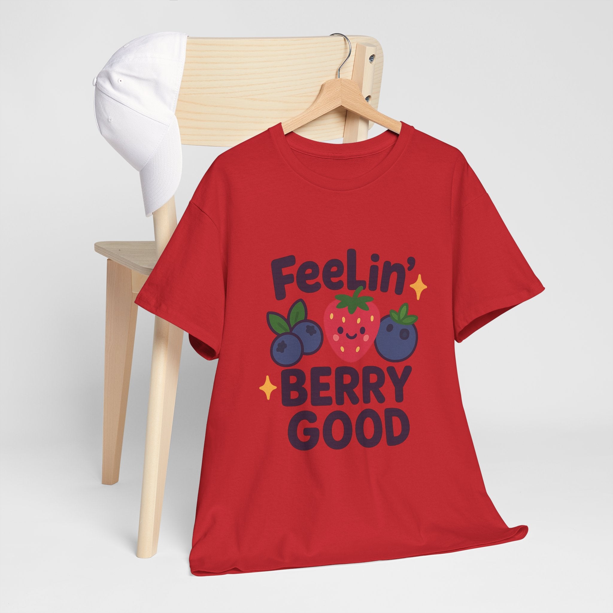Berry Good Vibe Unisex Heavy Cotton Tee, Cute Summer Shirt, Fun Gift for Food Lovers, Berry Themed Apparel, Casual Wear