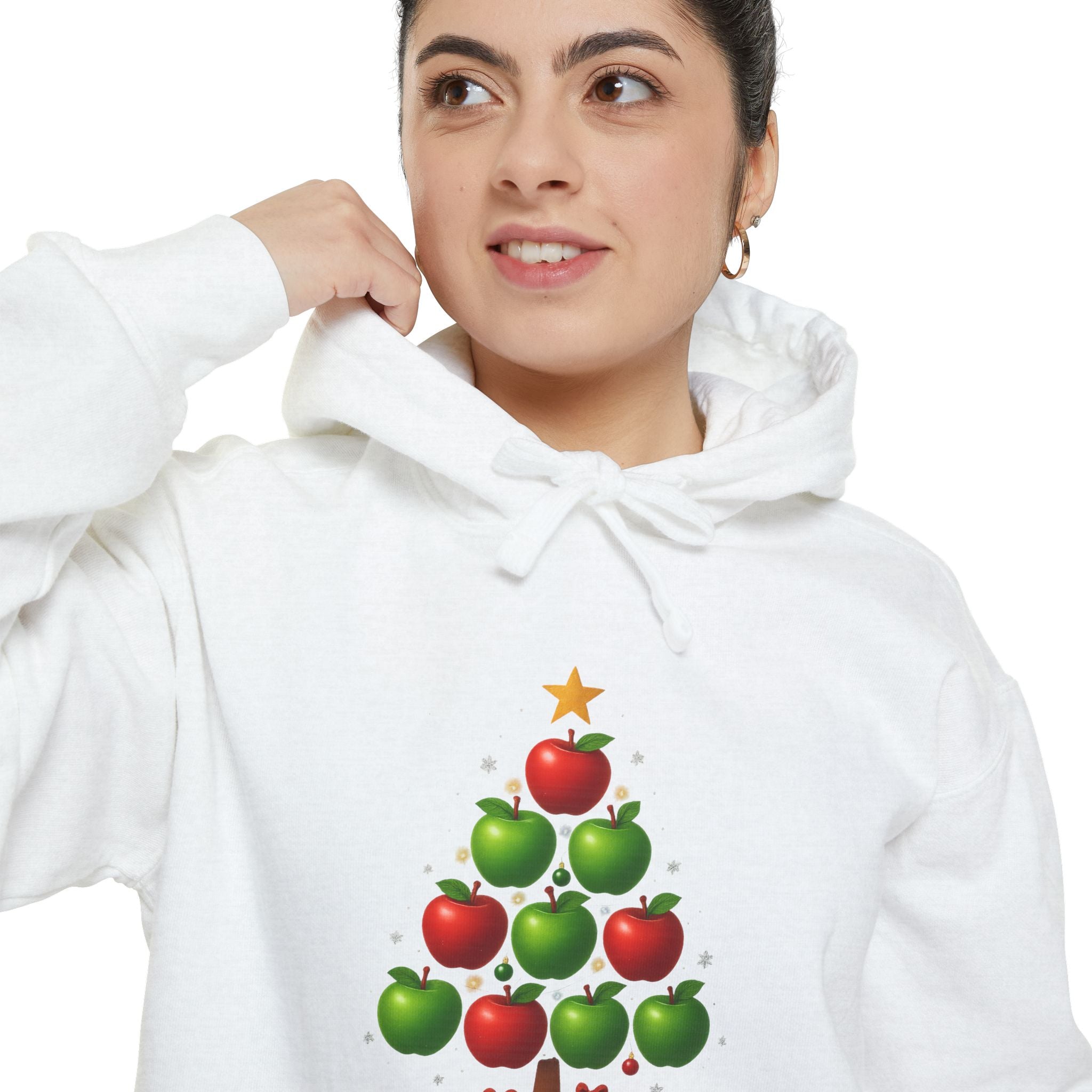 Christmas Apple Tree Hoodie — Cute Holiday Tree with Apples & Star