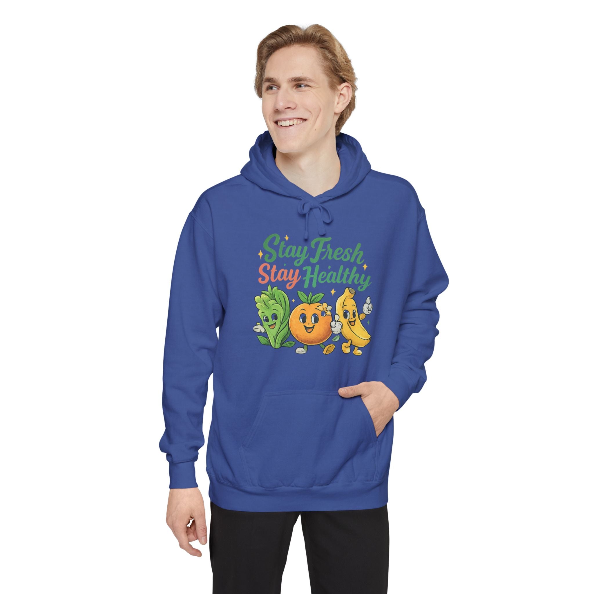 Stay Fresh Stay Healthy Hoodie — Cute Fruit & Veg Wellness Pullover