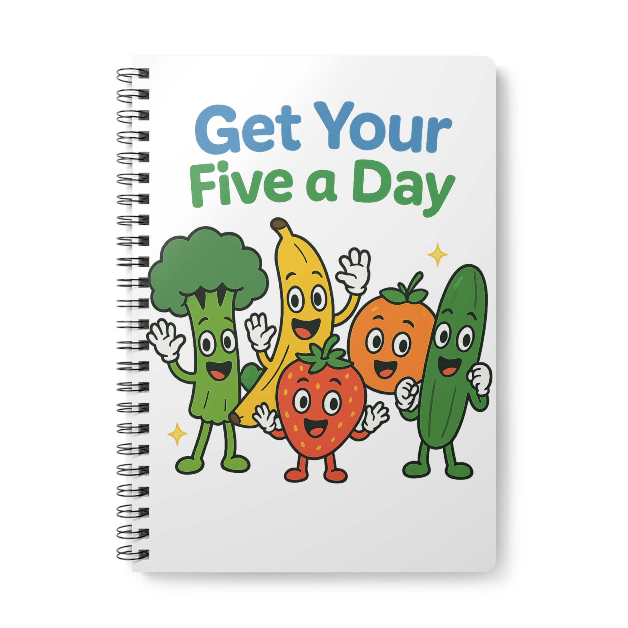 Get Your Five a Day A5 Spiral Notebook — Cute Fruit & Veggie Journal