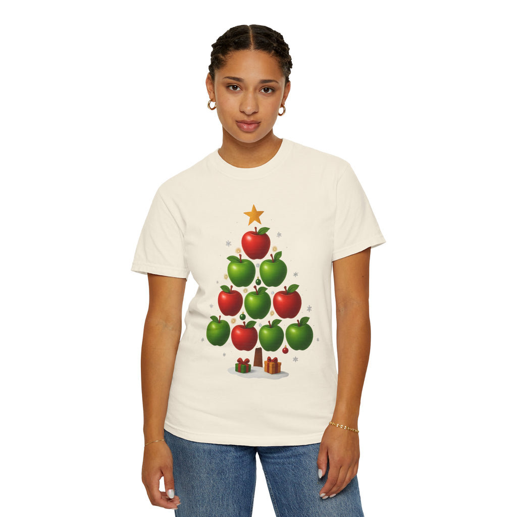 Apple Christmas Tree T-Shirt — Holiday Fruit Tree Graphic Tee