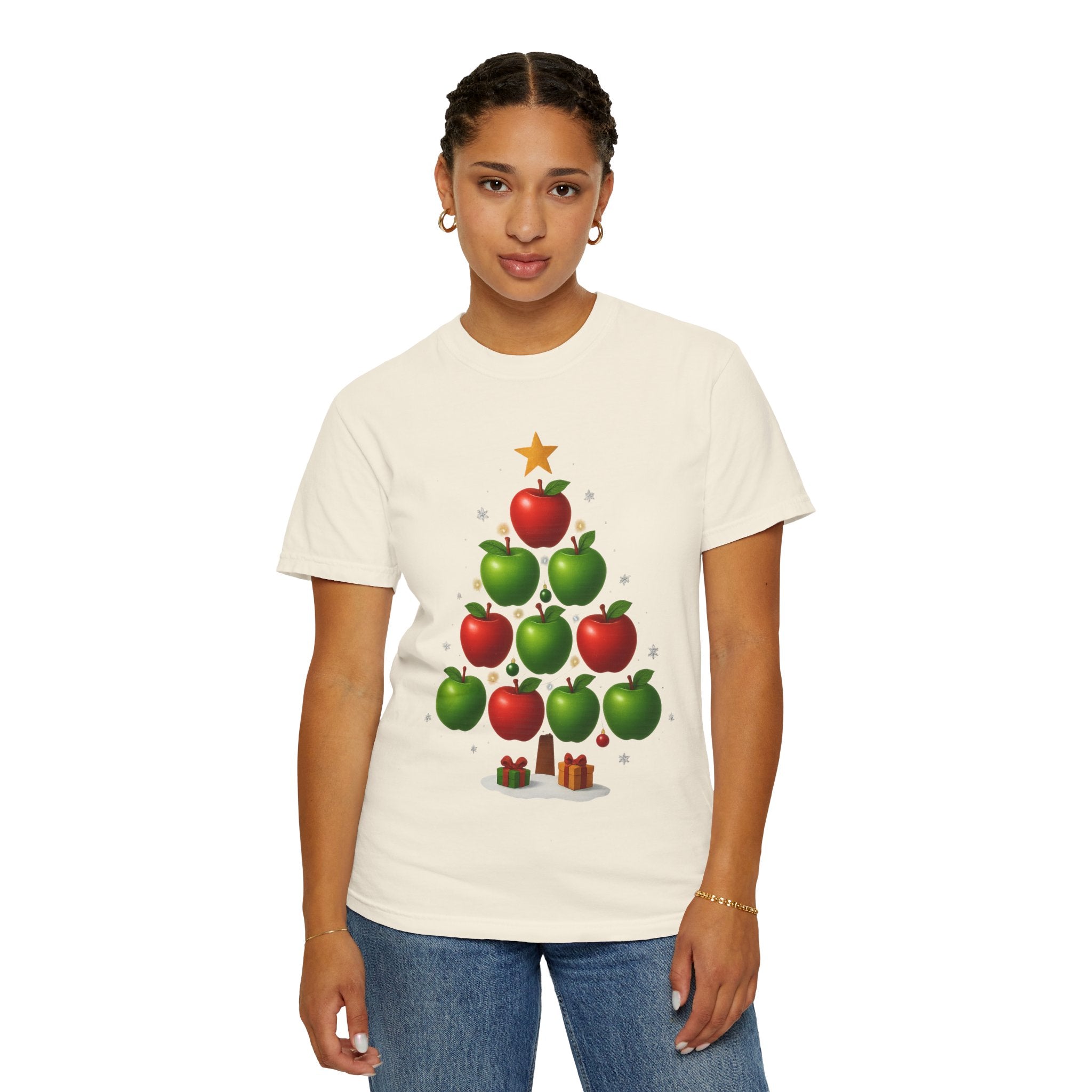 Apple Christmas Tree T-Shirt — Holiday Fruit Tree Graphic Tee