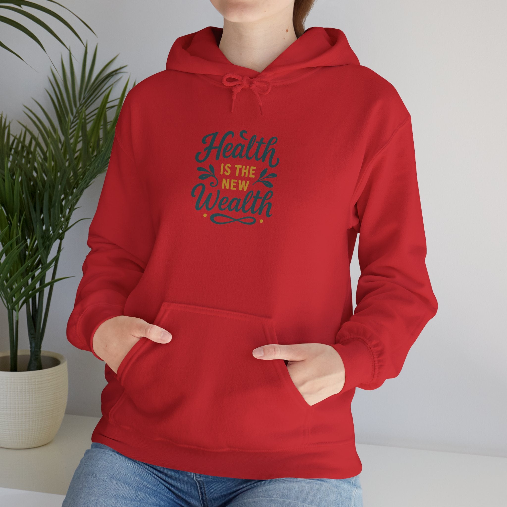 Health is the New Wealth Hoodie, Unisex Hooded Sweatshirt, Health Awareness, Cozy Gift, Wellness Clothing, Motivational Apparel
