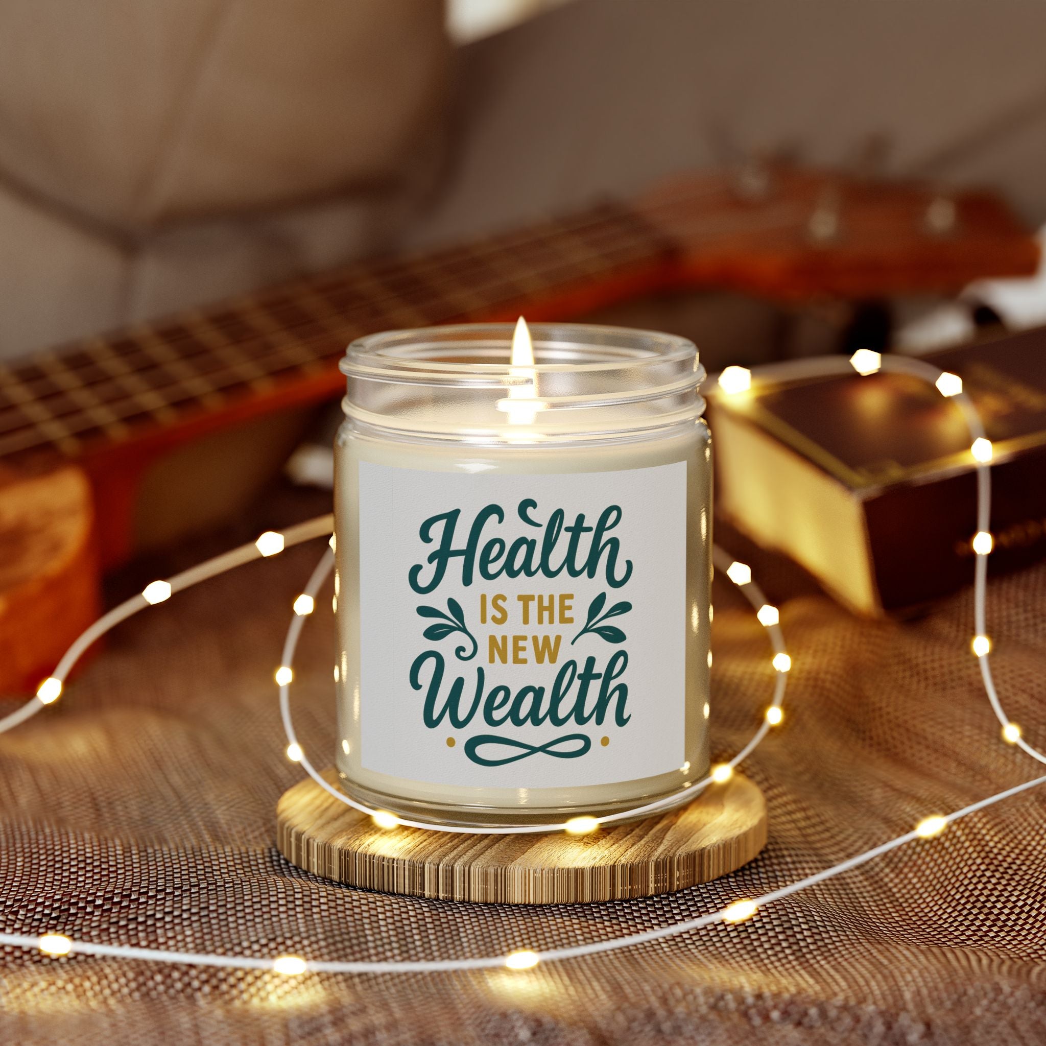 Health is the New Wealth Scented Candles - Coconut Apricot Wax, Wellness Gifts, Self-Care Essentials, Aromatherapy, Home Decor