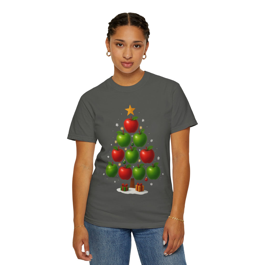 Apple Christmas Tree T-Shirt — Holiday Fruit Tree Graphic Tee