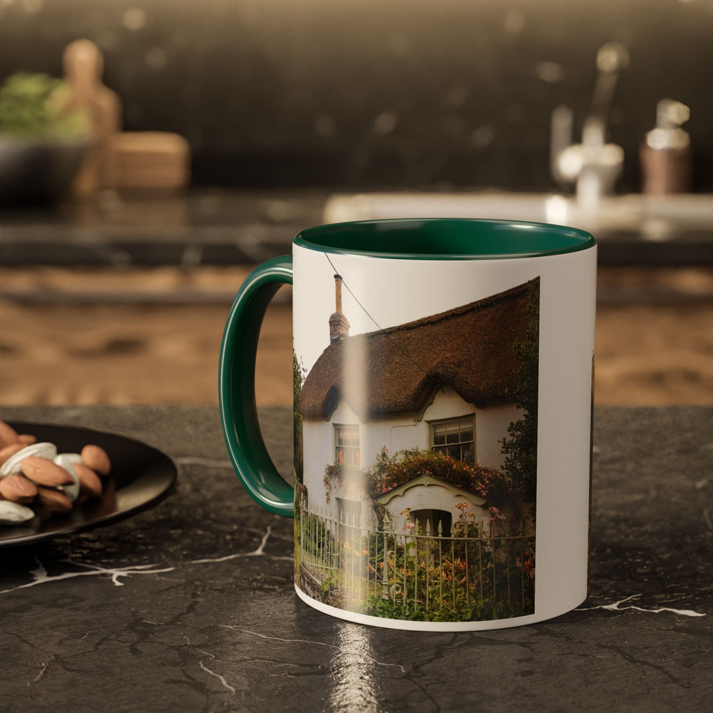 Thatched Cottage Photo Mug (11oz & 15oz) — Cozy English Cottage Scenic Coffee Cup