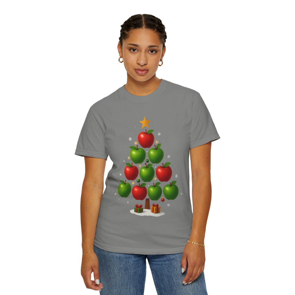 Apple Christmas Tree T-Shirt — Holiday Fruit Tree Graphic Tee