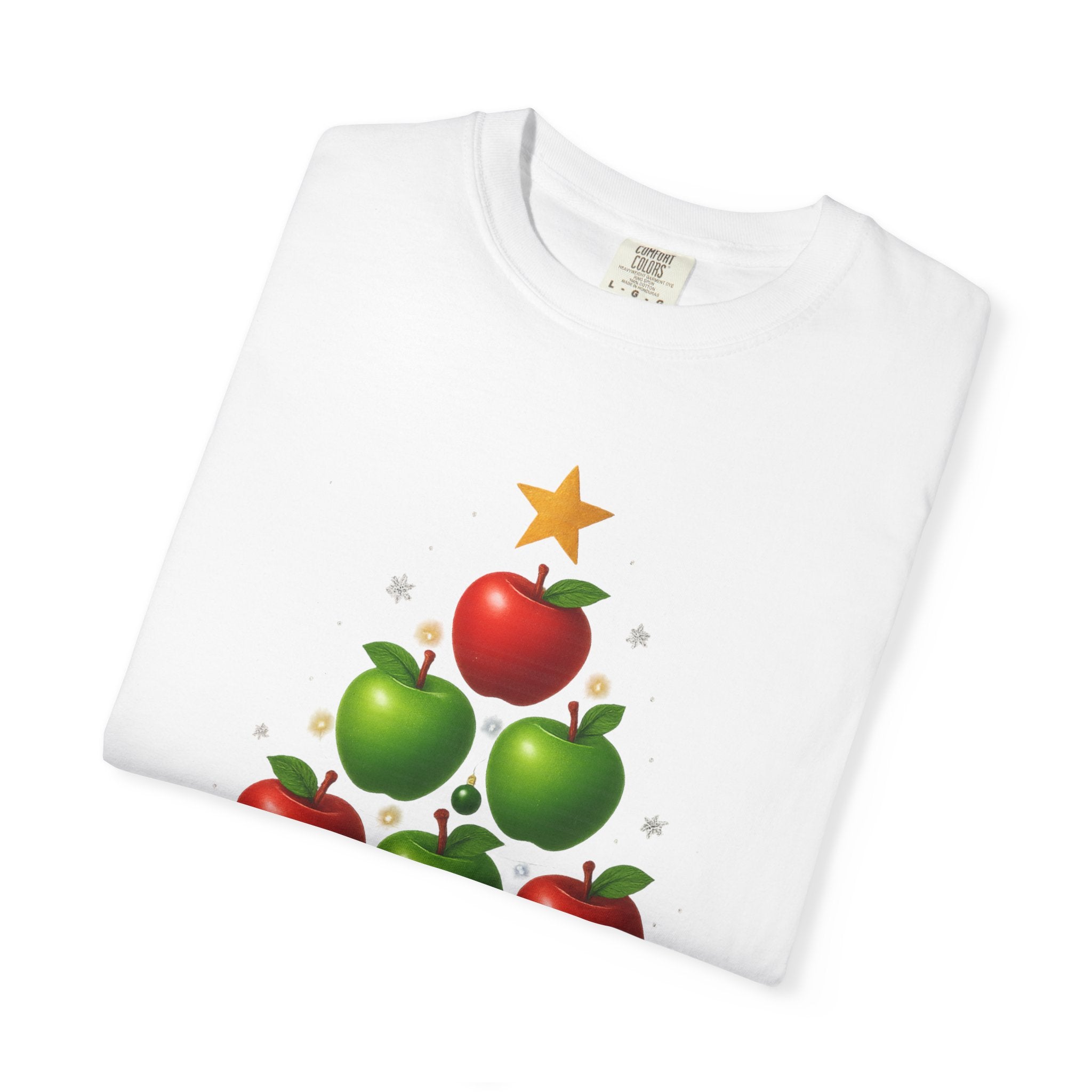 Apple Christmas Tree T-Shirt — Holiday Fruit Tree Graphic Tee