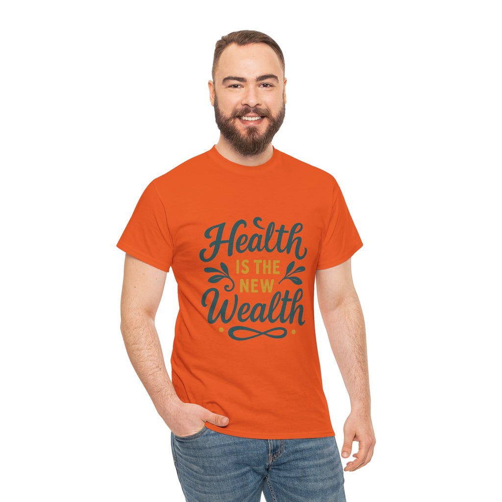 Health is the New Wealth Unisex Heavy Cotton Tee, Motivational T-Shirt, Wellness Gift, Inspirational Apparel, Casual Wear