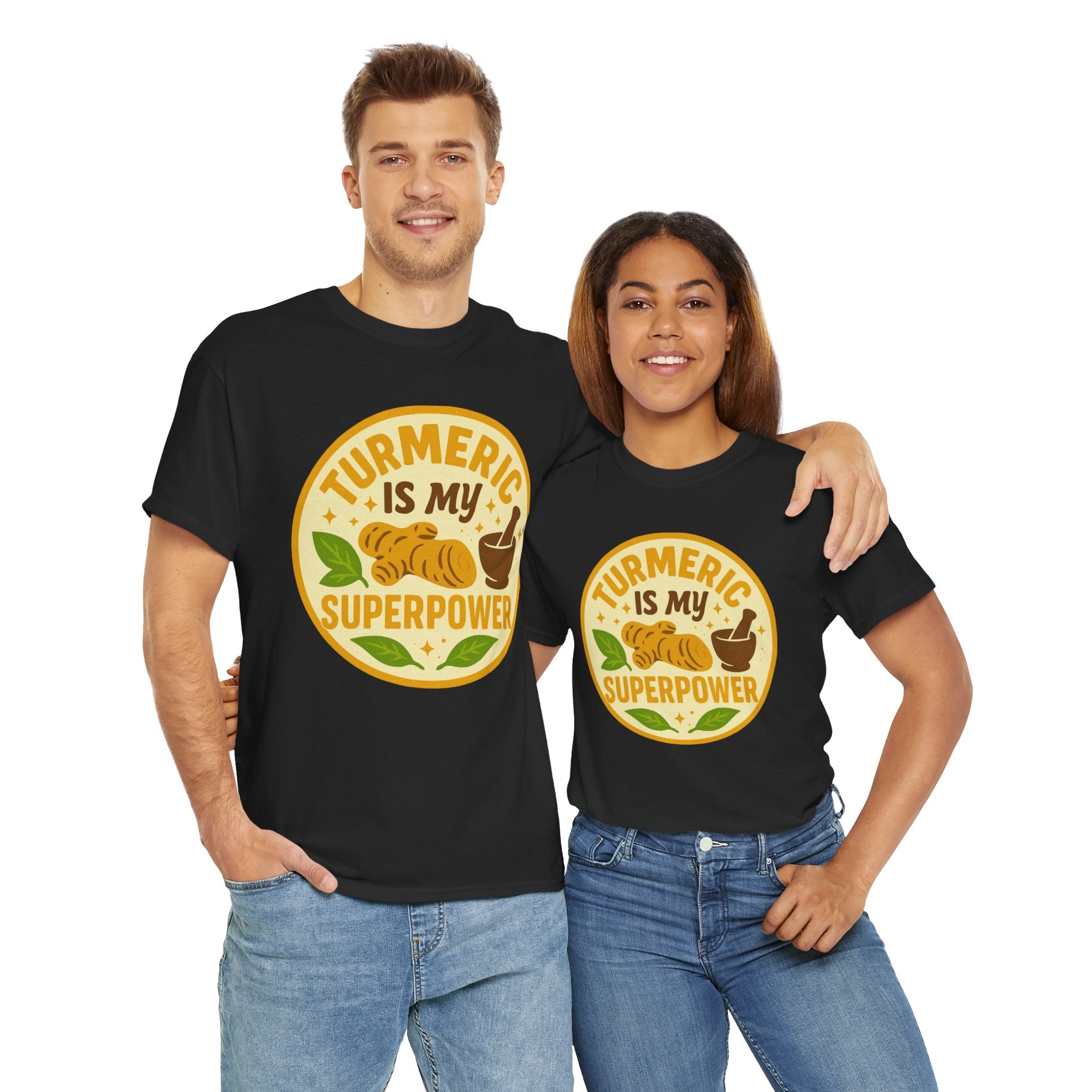 Turmeric Superpower Tee, Unisex Cotton T-Shirt, Health Enthusiast Gift, Herbal Tea Lover Shirt, Natural Wellness Apparel, Unique Gift Idea