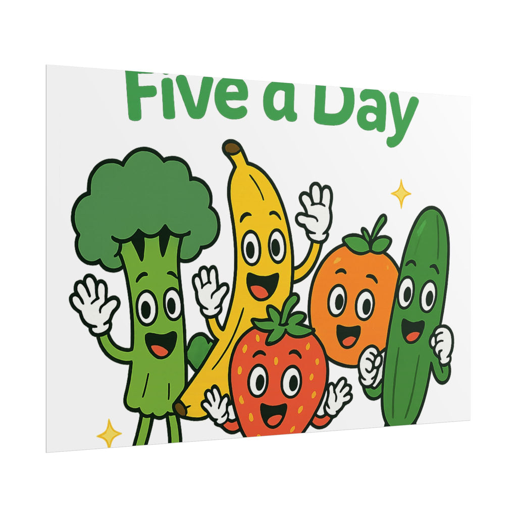 Rolled Poster — "Get Your Five a Day" Cute Fruit & Veggie Wall Art