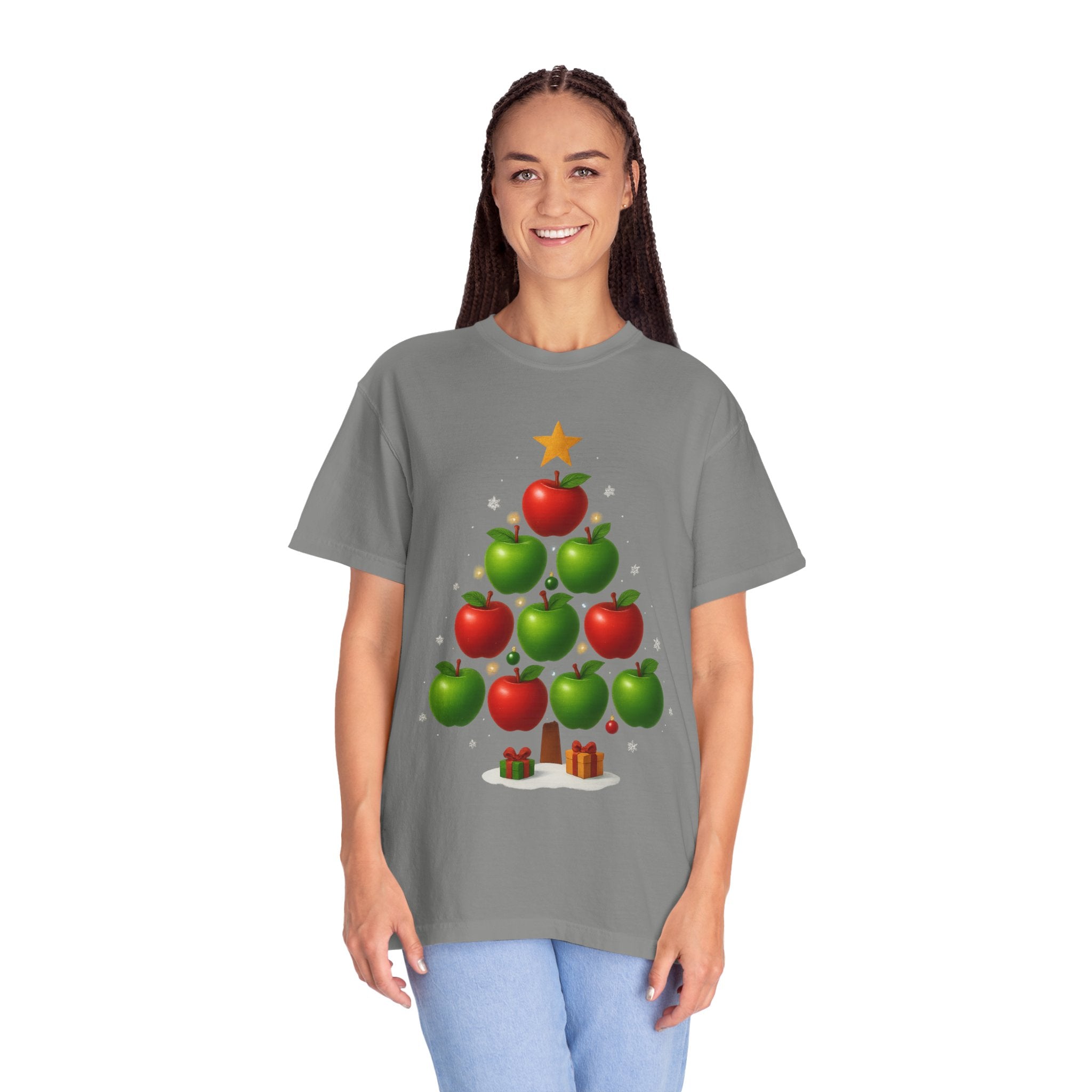 Apple Christmas Tree T-Shirt — Holiday Fruit Tree Graphic Tee