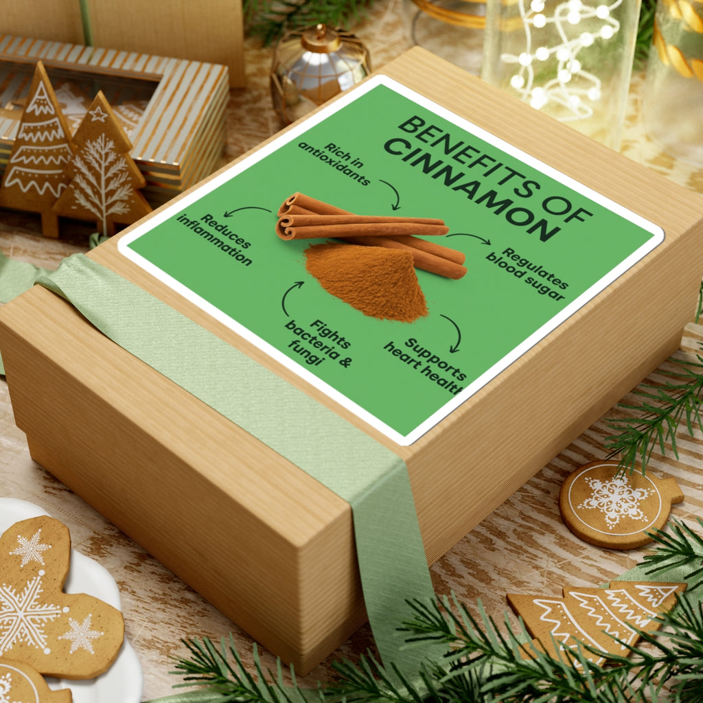 Cinnamon Benefits Stickers | Educational Decor for Home and Office, Wellness Gift, Kitchen Art, Laptop Stickers, Fun Learning Tools