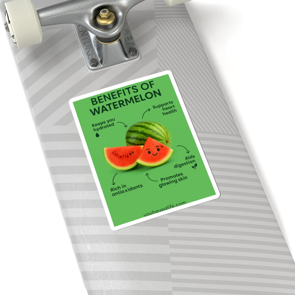 Watermelon Benefits Stickers | Cute Fruit Decor, Eco-Friendly Gifts, Laptop Stickers, Fruit Lover Gifts, Hydration Motivation
