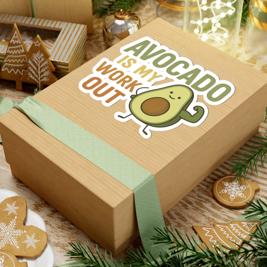 Avocado Workout Kiss-Cut Stickers - Fun Gym Motivation, Fruit Lover Gifts, Cute Exercise Decals, Laptop & Water Bottle Decor