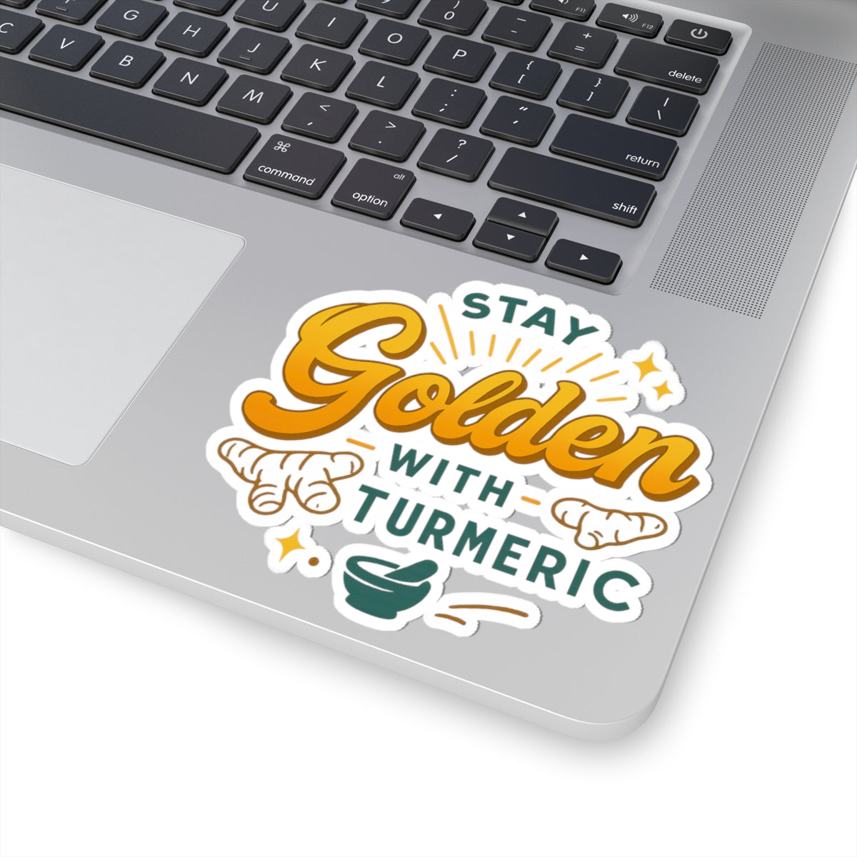 Stay Golden with Turmeric Kiss-Cut Stickers, Wellness Stickers, Laptop Decor, Gift Ideas for Herbal Enthusiasts, Colorful Vintage Stickers