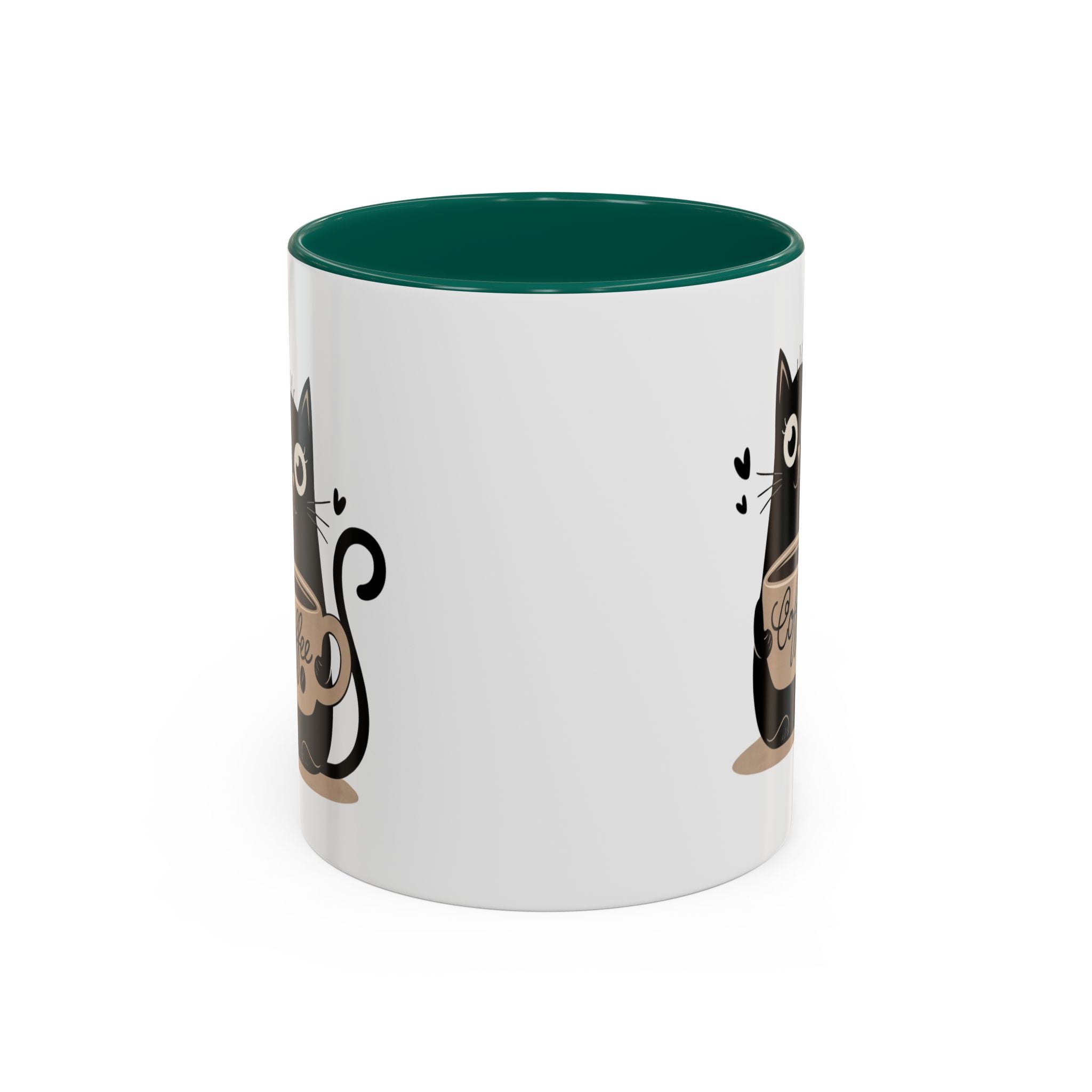 Cat Coffee Mug — Cute Black Cat Holding 'Coffee' Ceramic Mug (11oz & 15oz)